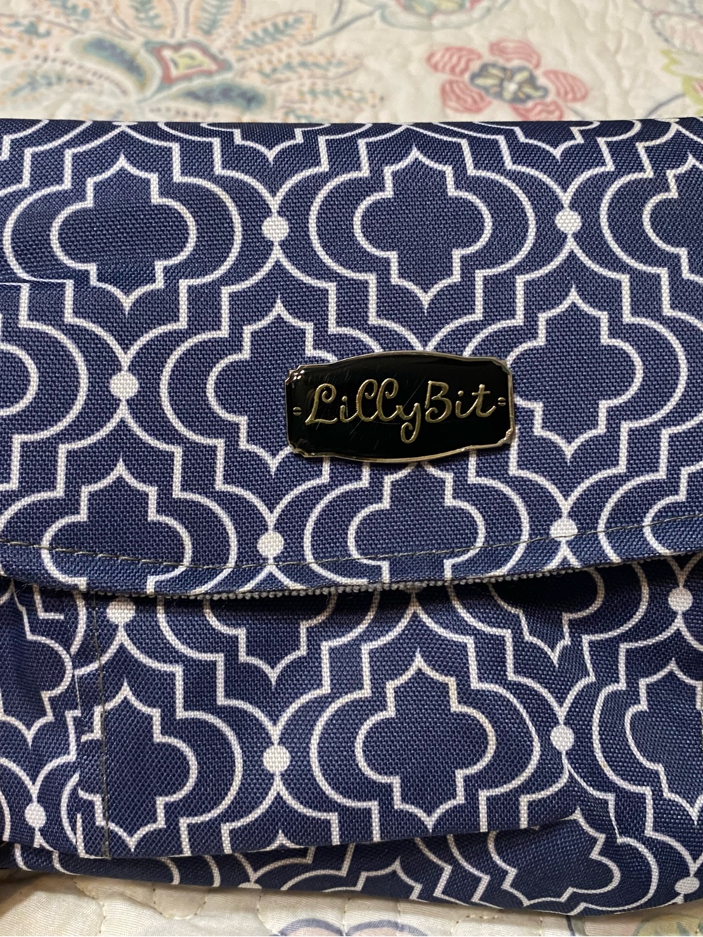 Lilly Bit Diaper clutch Navy & White Geometric